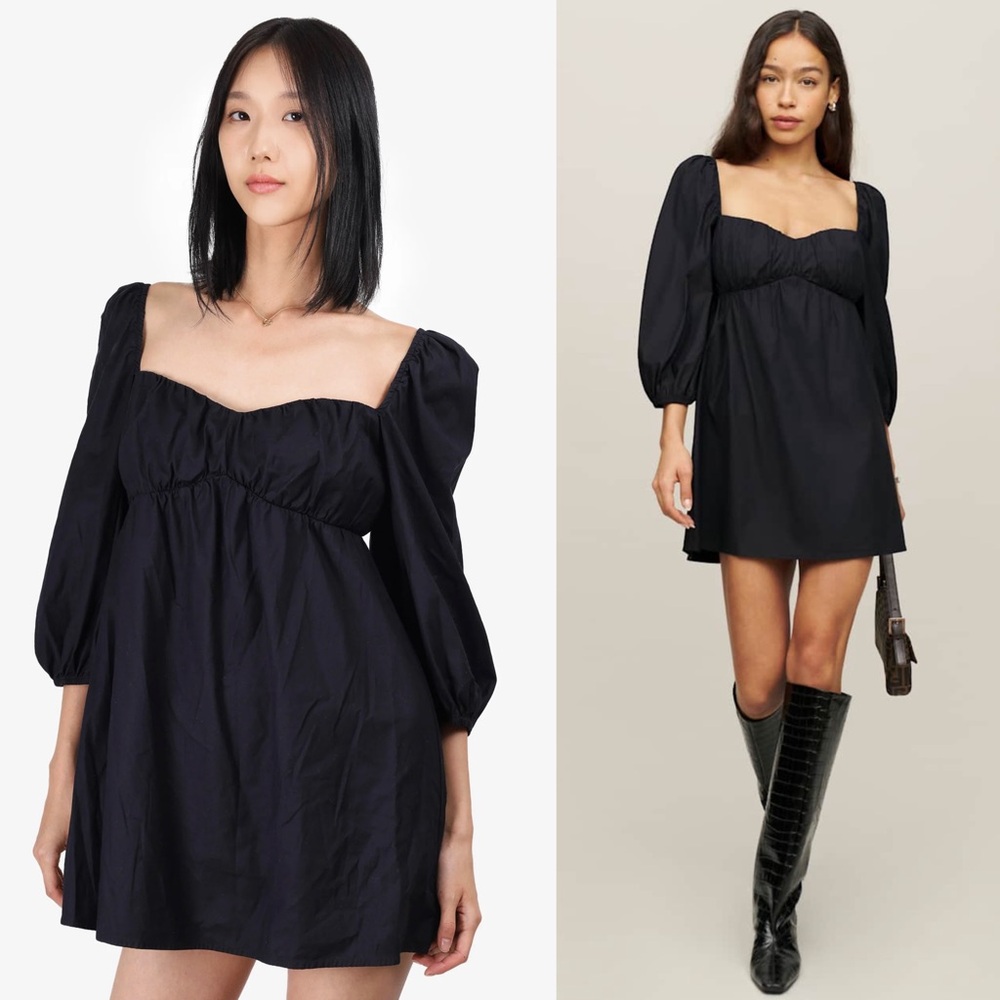 REFORMATION Sweetheart Neck Puff Sleeve Whimsigoth Empire Waist Babydoll Dress 8